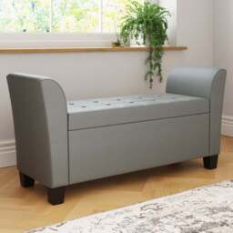 GFW Verona Grey Faux Leather Window Seat - Size: 56 x 107 x 41cm - Wilko