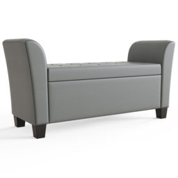 GFW Verona Grey Faux Leather Window Seat - Size: 56 x 107 x 41cm - Wilko - thumbnail 3