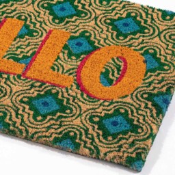 Eselle Astley Hello Printed Multicolour Coir Door Mat 40 x 60cm - Size: 40 x 60 x 1.5cm - Wilko - thumbnail 4