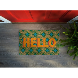 Eselle Astley Hello Printed Multicolour Coir Door Mat 40 x 60cm - Size: 40 x 60 x 1.5cm - Wilko - thumbnail 6