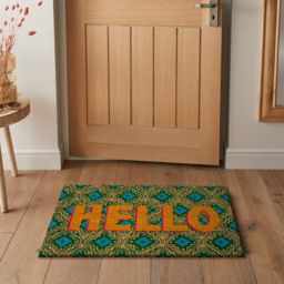 Eselle Astley Hello Printed Multicolour Coir Door Mat 40 x 60cm - Size: 40 x 60 x 1.5cm - Wilko - thumbnail 3