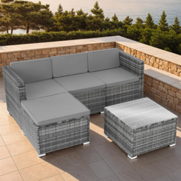 tectake Lignano 4 Seater Grey Rattan Garden Sofa Set - Wilko