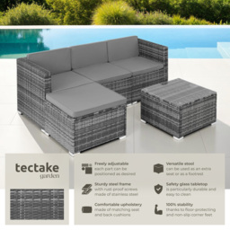 tectake Lignano 4 Seater Grey Rattan Garden Sofa Set - Wilko - thumbnail 7