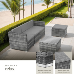 tectake Lignano 4 Seater Grey Rattan Garden Sofa Set - Wilko - thumbnail 5