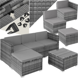 tectake Lignano 4 Seater Grey Rattan Garden Sofa Set - Wilko - thumbnail 3