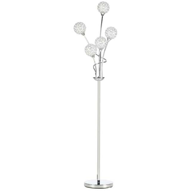 Portland Crystal Floor Lamps - Size: 34 x 25 x 156cm - Silver - Wilko - image 1