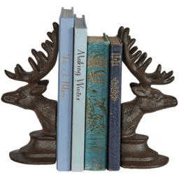 Dibor Antique Brown Reindeer Stag Head Bookend 2 Pack - Size: 10.5 x 9 x 21cm - Wilko - thumbnail 1