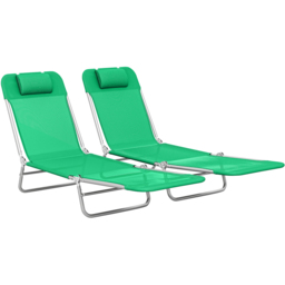 Outsunny Set of 2 Dark Green Foldable Sun Lounger - Size: 28 x 182 x 56cm - Wilko - thumbnail 3