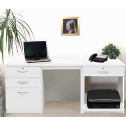 R White Cabinets 4 Drawer White Set-08 Desk with Printer Shelf - Size: 72.8 x 167.9 x 54cm - Wilko - thumbnail 5