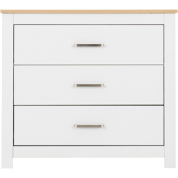 Seconique Portland 3 Drawer White and Oak Effect Chest of Drawers - Wilko - thumbnail 5