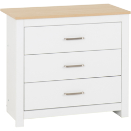 Seconique Portland 3 Drawer White and Oak Effect Chest of Drawers - Wilko - thumbnail 3