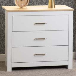 Seconique Portland 3 Drawer White and Oak Effect Chest of Drawers - Wilko - thumbnail 1