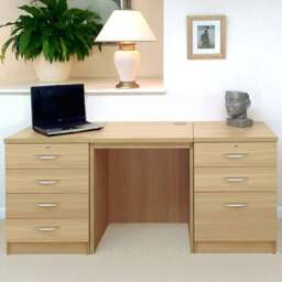 R White Cabinets 7 Drawer Light Brown Set-09 Desk - Size: 72.8 x 155.8 x 54cm - Wilko - thumbnail 1