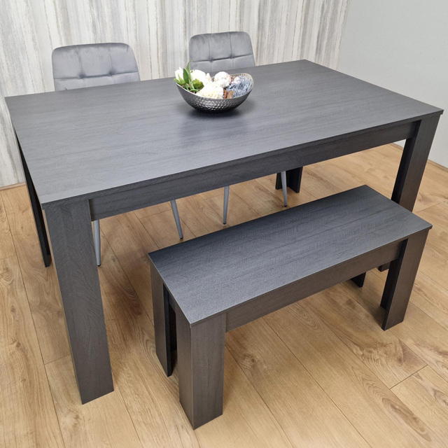 Kosy Koala 4 Seater Velvet Arrow Design Dining Bench Set Grey - Size: 2 Seater - Portland - Wilko - image 1