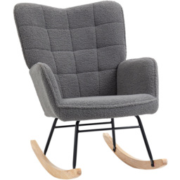Portland Dark Grey Wing Back Rocking Chair - Size: Single - Wilko - thumbnail 3