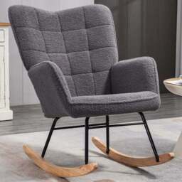 Portland Dark Grey Wing Back Rocking Chair - Size: Single - Wilko - thumbnail 1