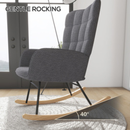 Portland Dark Grey Wing Back Rocking Chair - Size: Single - Wilko - thumbnail 6