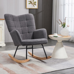 Portland Dark Grey Wing Back Rocking Chair - Size: Single - Wilko - thumbnail 5