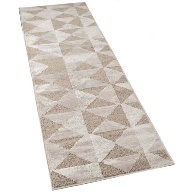 Desire Rugs Hamilton Mocha Geometric Triangle Mosaic Rug 60 x 220cm - Size: 220 x 60 x 1.3cm - Brown - Wilko - image 1