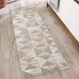 Desire Rugs Hamilton Mocha Geometric Triangle Mosaic Rug 60 x 220cm - Size: 220 x 60 x 1.3cm - Brown - Wilko - thumbnail 3