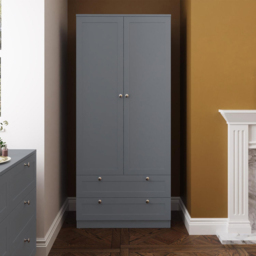 FWStyle Artus 2 Door 2 Drawer Dark Grey Panelled Combination Wardrobe - Size: 2 Door, 2 Drawer - Wilko - thumbnail 4