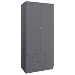 FWStyle Artus 2 Door 2 Drawer Dark Grey Panelled Combination Wardrobe - Size: 2 Door, 2 Drawer - Wilko - thumbnail 3