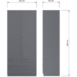 FWStyle Artus 2 Door 2 Drawer Dark Grey Panelled Combination Wardrobe - Size: 2 Door, 2 Drawer - Wilko - thumbnail 7