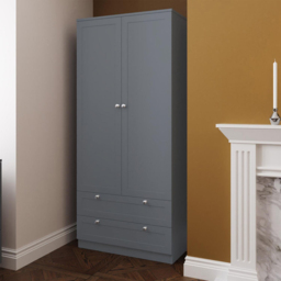 FWStyle Artus 2 Door 2 Drawer Dark Grey Panelled Combination Wardrobe - Size: 2 Door, 2 Drawer - Wilko - thumbnail 6