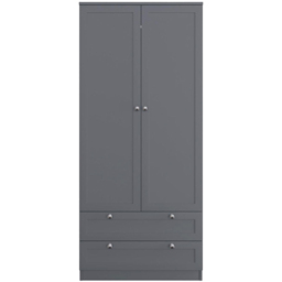 FWStyle Artus 2 Door 2 Drawer Dark Grey Panelled Combination Wardrobe - Size: 2 Door, 2 Drawer - Wilko - thumbnail 5