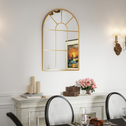 Portland Gold Tone Arched Window Wall Mirror 91 x 60cm - Wilko - thumbnail 7