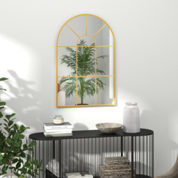 Portland Gold Tone Arched Window Wall Mirror 91 x 60cm - Wilko - thumbnail 3