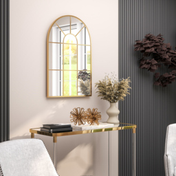 Portland Gold Tone Arched Window Wall Mirror 91 x 60cm - Wilko - thumbnail 5