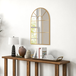 Portland Gold Tone Arched Window Wall Mirror 91 x 60cm - Wilko - thumbnail 4