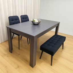 Portland 4 Seater Velvet Dining Set with Bench Black and Grey - Multi - Wilko - thumbnail 7
