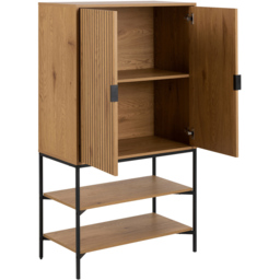 Florence Jaipur 2 Door 2 Shelf Wild Oak Storage Cabinet - Black - Furniture To Go - Wilko - thumbnail 6