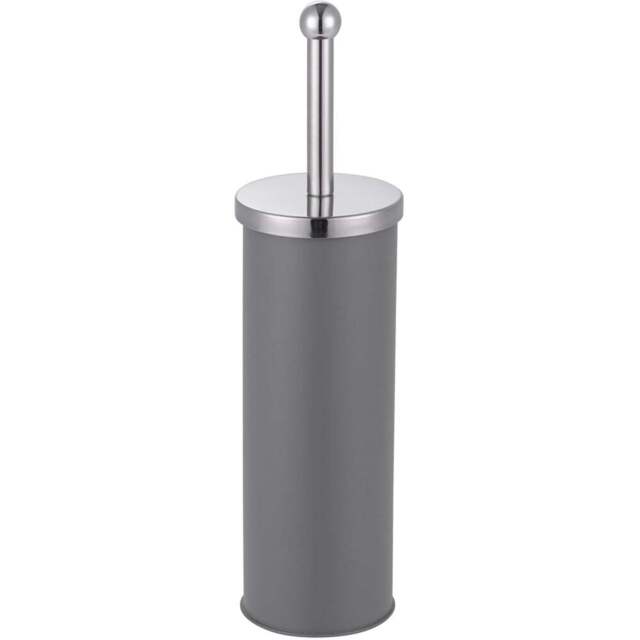 Innoteck Essentials Grey Matt Bathroom Toilet Brush and Holder - Size: 38 x 10 x 10cm - Wilko