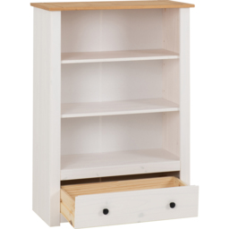 Seconique Panama Single Drawer 3 Shelf White and Natural Wax Bookcase - Wilko - thumbnail 5