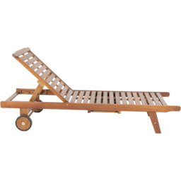 Charles Bentley Acacia Wooden Sun Lounger - Size: L199 x W70 x H89cm - Cream - Wilko - thumbnail 4