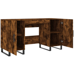 vidaXL 2 Door Modern Desk Smoked Oak - Size: 75 x 140 x 50cm - Brown - Wilko - thumbnail 6