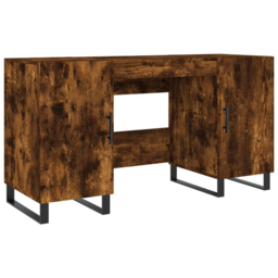vidaXL 2 Door Modern Desk Smoked Oak - Size: 75 x 140 x 50cm - Brown - Wilko - thumbnail 3