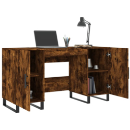 vidaXL 2 Door Modern Desk Smoked Oak - Size: 75 x 140 x 50cm - Brown - Wilko - thumbnail 5