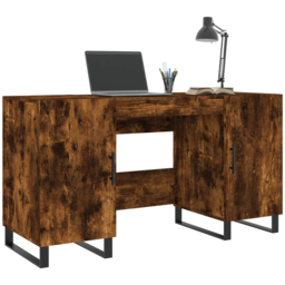 vidaXL 2 Door Modern Desk Smoked Oak - Size: 75 x 140 x 50cm - Brown - Wilko - thumbnail 4