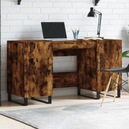 vidaXL 2 Door Modern Desk Smoked Oak - Size: 75 x 140 x 50cm - Brown - Wilko - thumbnail 1