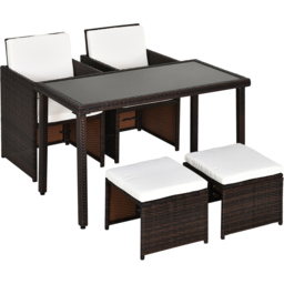 Outsunny Rattan 4 Seater Garden Dining Set Brown - Wilko - thumbnail 3