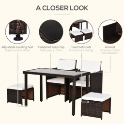 Outsunny Rattan 4 Seater Garden Dining Set Brown - Wilko - thumbnail 6