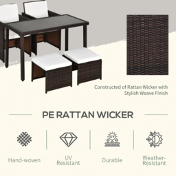 Outsunny Rattan 4 Seater Garden Dining Set Brown - Wilko - thumbnail 4