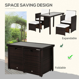 Outsunny Rattan 4 Seater Garden Dining Set Brown - Wilko - thumbnail 5
