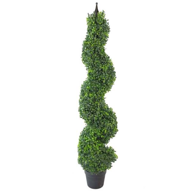 Leaf Buxus Spiral Boxwood Artificial Tree with Metal Top 120cm - Size: 120 x 30 x 30cm - Green - Wilko - image 1
