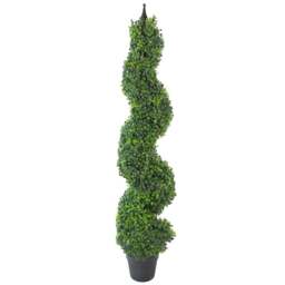 Leaf Buxus Spiral Boxwood Artificial Tree with Metal Top 120cm - Size: 120 x 30 x 30cm - Green - Wilko