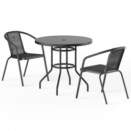 Living and Home Wicker 2 Seater Black Bistro Set - Wilko - thumbnail 3